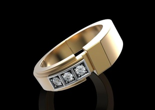 ring two metals jewelry gold jewel diamond pendant white printable wedding platinum gemstone rings 3d print model - Mito3D