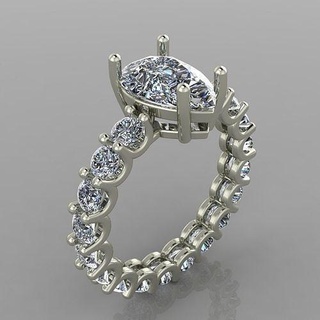 ring u whit emeralde stones 37 diamond jewel jewellery jewelry rings gold silver engagement wedding fashion white brilliant engagem brillant diamant soliraire 3d print model - Mito3D