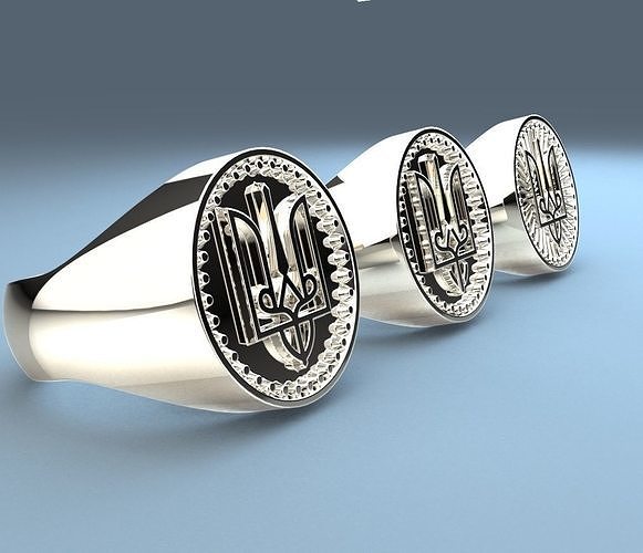 ring ukrainian trident ukraine jewelry jewel trend fashion 19size scalable emblem courage currency rings 3D print model - Mito3D