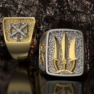 squillare ucraino tridente oro argento gioielleria anelli simbolo design stilizzato tryzub Stampa nazionale arte bandiera fantasia Ali Ucraina braccia 3d print model - Mito3D