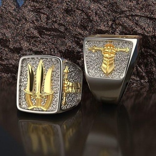 ring ukrainian trident symbol gold silver rings jewelry design stylized tryzub print national art flag fantasy wings ukraine arms jewellery 3d print model - Mito3D