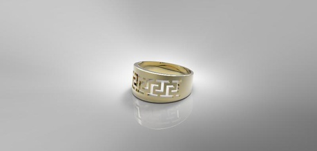 anello di versace gioielli jewelcad matrimonio anelli argento disco platino preziosi printrhing printrelief 3d print model - Mito3D