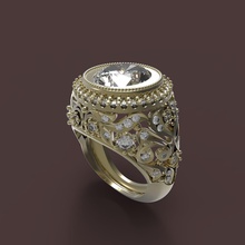 ring vetpocjka 2 jewelry 10x12 central diamond 18mm rings 3d print model - Mito3D