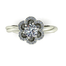 anel w-18 jóias flor ouro diamantes anéis 3d print model - Mito3D