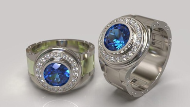 anillo reloj hombres imprimible modelo joyería joya lujo precioso platino oro elegante diamante brillante Moda belleza retro zafiro rubí plata 3d print model - Mito3D