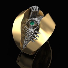 bague train regarder bijoux or argent imprimable bijou mode diamant gemme œil frayeur épouvantail anneaux 3d print model - Mito3D