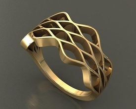 ring wavy fashion gold wedding printable design jewelry luxury beautiful engagement usa europe 17mm 56 silver jewel jewellery platinum rings 3d print model - Mito3D