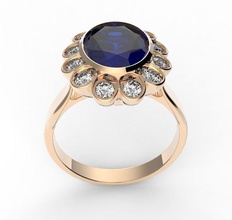bague avec pierres précieuses bijoux de luxe le platine l'engagement forme ovale d'argent brillant gem or fiançailles rhodium saphir shining les anneaux 3d print model - Mito3D