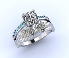 bague ailes bijoux mode platine imprimable pendentif gemme précieux diamant or sterling argent brillant engagement beauté collier anneaux 3d print model - Mito3D