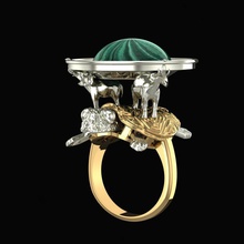ring gems elephants on a turtle jewelry gold silver jewel jewellery elephant legend fashion myth fantasy sterling rings fictional creature magical 3d print model - Mito3D