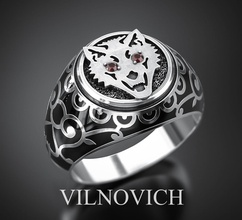 anneau de loup bijoux or d'argent joyau l'anneau wolf animal gem les diamants anneaux 3d print model - Mito3D