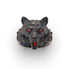 lobo anillo hombre joyería joya oro 3d modelado creativo diseño animación sello anillos diamante 3d print model - Mito3D