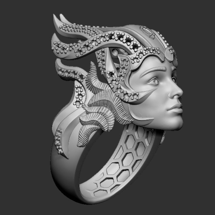 anillo mujer arte joyería womanring oro joyeria artístico plata joya religión ilustración antiguo pintar cepillo zbrush zbrushring zbrushjewellry anillos 3D print model - Mito3D