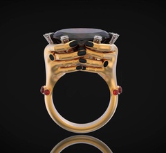 hände ring frau 3d drucken gold silber schmuck ringe handring hand rubin diamant druckbar zorn sterling juwel 3d print model - Mito3D