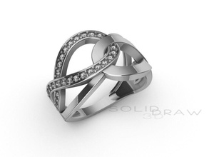 anello donna dimond ring in 3d il modello di stampa diamante elegante argento lusso stampabile diamanti bianco moda cnc gioiello gioielli infinito oro ringwoman ingaggio cristallo metallizzato la sterlina anelli 3d print model - Mito3D