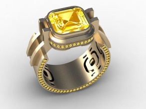 ring women citrus effect jewelry diamond gem jewel jewellery gemstone gold silver rings rhino gems gemstones 3d print model - Mito3D