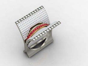 anillo de las mujeres mfs0056 la joyería 2 color oro los diamantes ruby anillos 3d print model - Mito3D