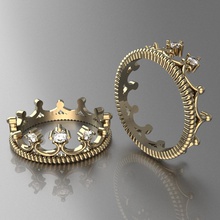 bague womens 9 de la couronne litle bijoux l'anneau femmes les pierres précieuses diamants or caractère l'homme vêtements anneaux 3d print model - Mito3D