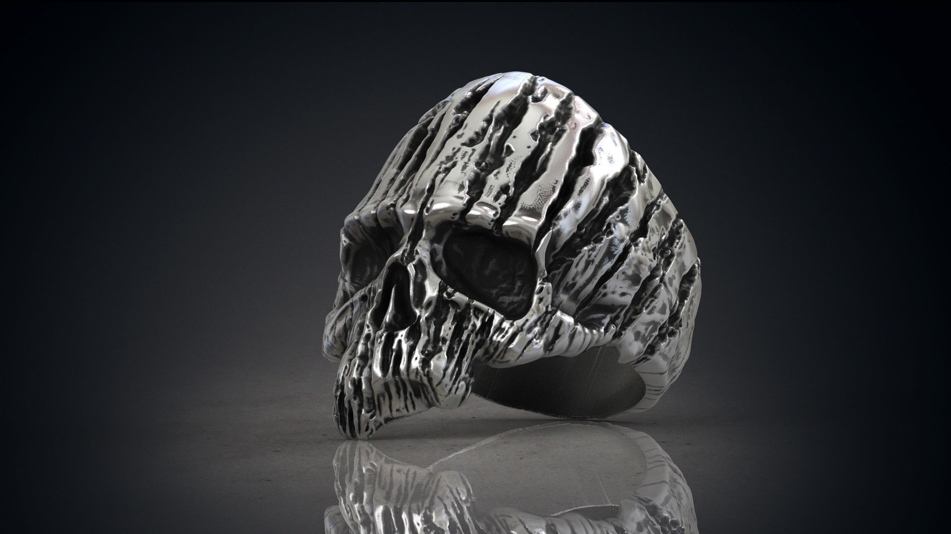 yüzük of a ahşap kafatası groot stl 3d baskı eing 39 ler takı bisikletçi veliler harley binici kafatasları galaksinin gardiyanları moda yüzükler mücevher kürek 3D print model - Mito3D