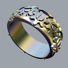 ring working gearwheel mechanism jewelry gear 12 wheels screws revolving rotate finger drive rings 3d print model - Mito3D