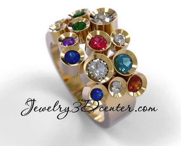 bague wr 69 luxe bijoux or conception diamant engagement gemme bijou platine imprimable mode beauté argent anneaux brillant spirale mariage 3D print model - Mito3D