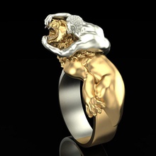 anel do lutador de leão jóias ouro prata jóia sterling da forma hercules o gladiador fantasia mito anéis 3d print model - Mito3D