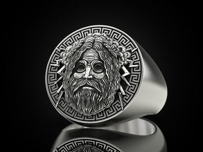 anel Zeus Deus trovão joalheria impressão 3dprinted jóias imprimível argolas Projeto jóia dourado ouro prototipagem prata escurecimento textura 3d print model - Mito3D
