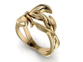 ringflower gold ring leaves flower delicate yellowgold original jewelry rings ayl 3d print model - Mito3D