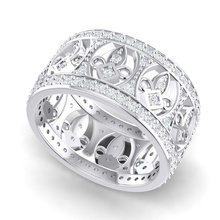 ringg42 fleur lis diamante eternidad banda anillo joyería joya moda impresión blanco oro compromiso imprimible anillos 3d print model - Mito3D