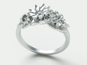 ringmodel127 floración anillo anillos joyería joya compromiso boda accesorios oro plata precioso diseño sencillo estilo flores rosa hoja ramo lirio 3d print model - Mito3D