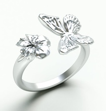 ringmodel129 - monarque de l'anneau bijoux le papillon les ailes lily la fleur rose pétales anneaux joyau d'impression l'engagement mariage accessoires or d'argent platine précieux 3d print model - Mito3D