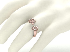 ringmodel131 - fiore doppio gioielli fiori rosa foglia bouquete lily anello anelli gioiello diamante di stampa fidanzamento matrimonio accessori oro argento 3d print model - Mito3D