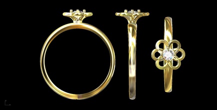 ringmodel136 de l'engagement bague fleur bijoux la pétales l'anneau les anneaux joyau le diamant d'impression mariage accessoires or d'argent stl platine brillant gem 3d print model - Mito3D