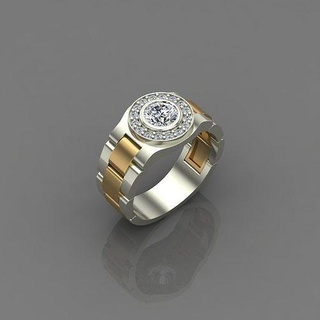 ringrolex bijoux luxe platine or argent gemme diamant bague imprimable mode Rolexring anneaux 3d print model - Mito3D