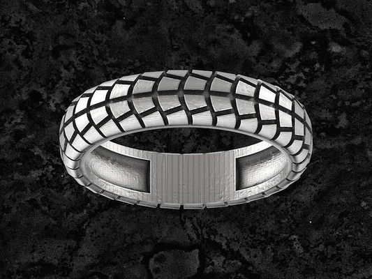 rings-wheels ring silver jewelry jewellery printable wheel wheels tire tires rings 3d print model - Mito3D