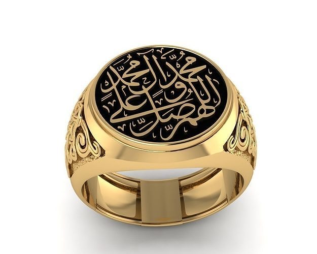yüzükler takı altın yüzük yazdırılabilir mücevher Arapça Müslüman İslâm mücevherler Allah Arap gümüş din Müslümanlar Hintli Muhammed ur Tanrının elçisi Türk 3D print model - Mito3D