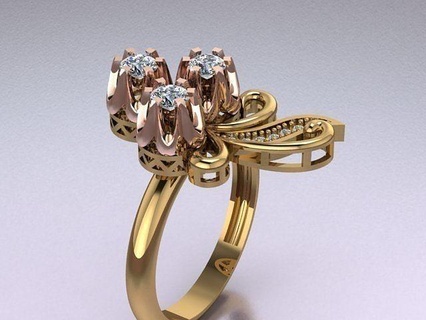 Ringe Gold Silber Ring Mode Sterling druckbar Juwel Schmuck brillant Diamant Schönheit Engagement Schmuck Hochzeit brillant Ringe Schmuck Ringe Diamant Ring 3d print model - Mito3D