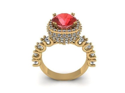anillos imprimible joyería diamante anillo Moda oro solitario mujer muchachas nupcial compromiso indio tradicional joya 3d print model - Mito3D