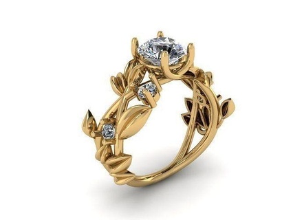 anillos imprimible joyería diamante anillo oro Moda compromiso solitario mujer muchachas nupcial indio tradicional joya 3d print model - Mito3D