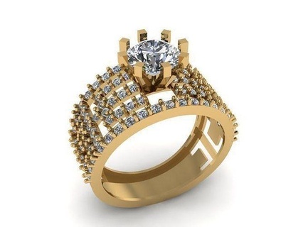 anneaux imprimable bijoux diamant bague mode or pendentif bracelet boucle d'oreille solitaire femme filles mariée engagement Indien 3d print model - Mito3D