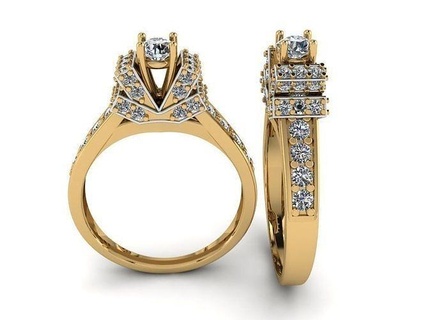 Ringe Ring Ohrring druckbar Mode Anhänger Armband Diamant Solitär Frau Mädchen Braut Gold Engagement indisch Schmuck 3d print model - Mito3D