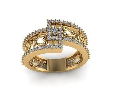 anneaux diamant bague imprimable engagement mode or solitaire hommes filles mariée Indien bijoux traditionnel femme 3d print model - Mito3D