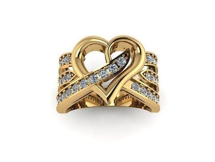 anneaux imprimable bijoux diamant bague mode filles mariée or engagement Indien femme cœur traditionnel hommes Valentin journée 3d print model - Mito3D
