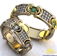 los anillos la joyería de boda el platino diamante brillante piedras preciosas 3d print model - Mito3D