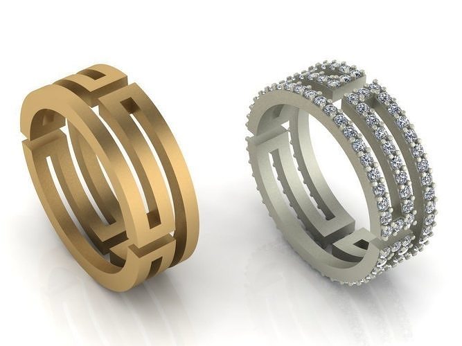 Ringe Gold Diamanten Silber Ring druckbar Diamant Schmuck Mode 3D print model - Mito3D