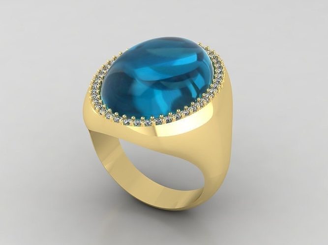 rings gold ring topaz stone woman jewelry print 3dprinted jewellery printable design jewel golden fashion printabl printing prototyping 3D print model - Mito3D