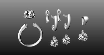 les anneaux des boucles d'oreilles collier le diamant bijoux or de mariage 3d print model - Mito3D