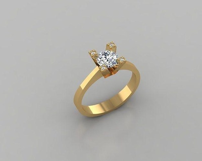 Ringe 3d Gold Ring Diamant Center Schmuck Silber Juwel Mode 3d print model - Mito3D