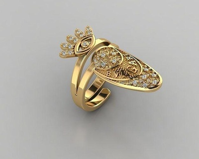 Ringe 3d Gold Ring Auge Krone Schmuck Silber druckbar Juwel Hochzeit Diamant Mode 3d print model - Mito3D