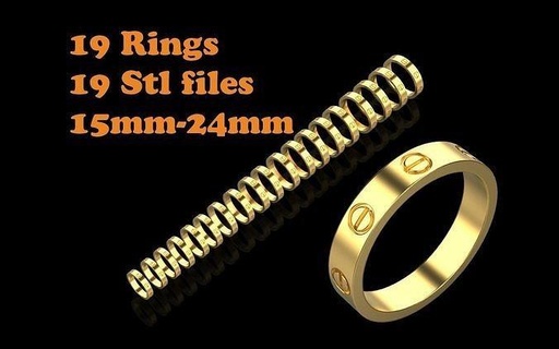 rings 3d print model 15mm-24mm ring love chopard graff vancleef tiffany damiani piaget silver gold jewelry diamond jewellery printable bvlgari bulgary bulgari 3d print model - Mito3D